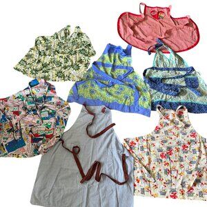 Set Of 11 Vintage Style Bib Aprons Women’s Children’s Colorful Pockets